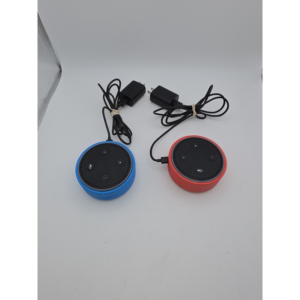 Lot Of 2 Amazon Echo Dot Kids Edition 2nd Gen Smart Speaker - Blue & Red